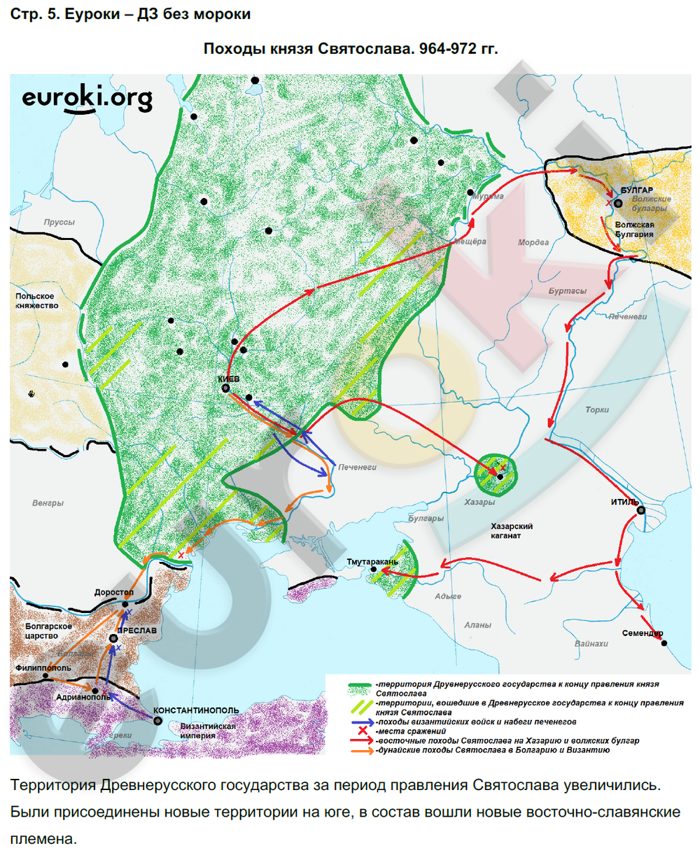 Походы князя святослава контурная карта 964 972